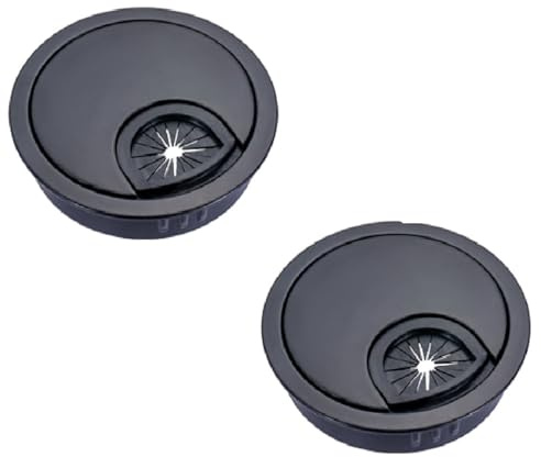 2 Pack 60mm Desk Cable Grommets, Zinc Alloy Wire Organizer Caps, Round PC Computer Port Cable Hole Cover Plug Bushings, Perfect for Hide Data Cords in Office Desk, TV Stands, Tabletops and More