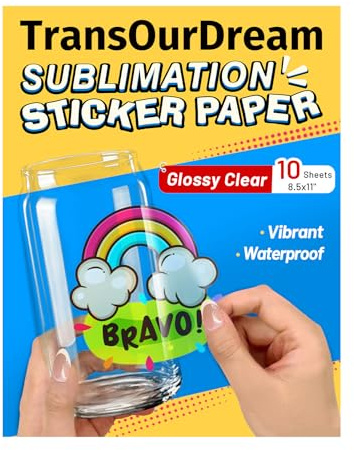 TransOurDream 10 Pcs 8.5x11 inch Glossy Clear Sublimation Sticker Paper (GC-10)
