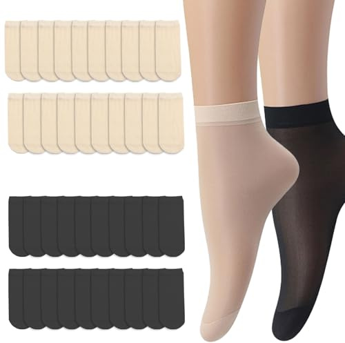 SSKHE Tjugo - par nylonstrumpor set omfattande paket med tillräcklig kvantitet, komfort - fokuserad design, mångsidig användning och enkelt underhåll för dina dagliga behov av skor., Svart, hudfärg