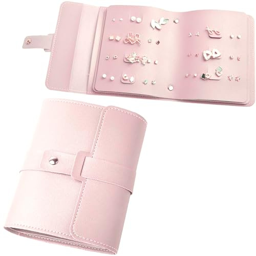 TRLREQ Carpeta de almacenamiento de pendientes, pequeñas bolsas de libros, práctico estuche de aretes, joyero portátil de poliuretano