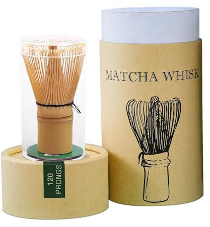 tiorhooe Matcha Whisk - 120 Prong Handmade Chasen, Crafted by Artisans. Ideal for Daily Matcha Prep, Ensuring Smooth Frothy Blends