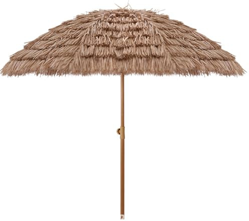 JTPMYFT Ombrellone da 62,9 Pollici con Funzione di Protezione Solare, ombrellone da Spiaggia Pieghevole in Finta Paglia, Adatto for Giardino, Balcone, Spiaggia, terrazza(1.6m)