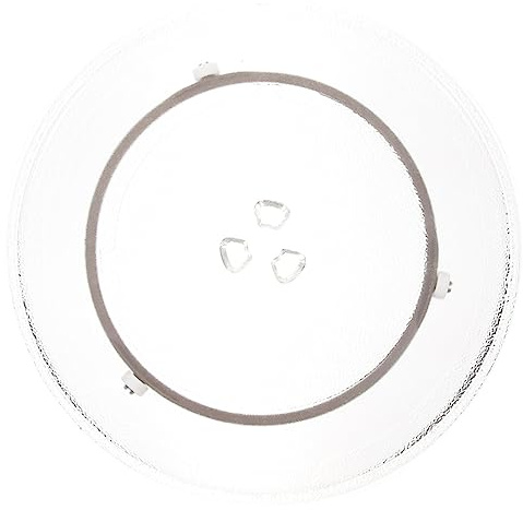 SEWACC 1 juego Plato de Vidrio para Microondas de Reemplazo de Plato Giratorio con Acoplador y Anillo Giratorio Accesorio Práctico para Horno de Microondas