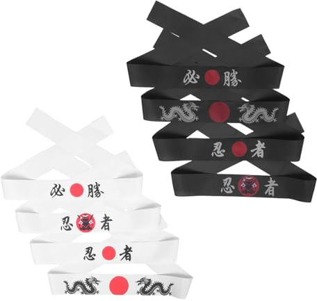 HONITANO 8 Stück Ninja Stirnband aus Polyesterfaser Bequemes und Verschleißfestes Kinderkostümzubehör für Ninja Geburtstagsfeiern und Alltagsspiele