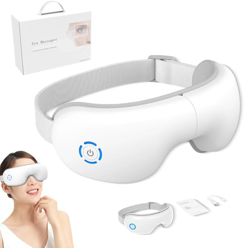 Danfie Eye Mask Massager, Danfie Foldable Smart Eye Massager,Heated Eyes Mask with Bluetooth Music, 5 Massage Modes and 180° Folding Design,Gifts for Friend,Mom and Dad (Option A)