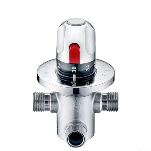 HpLive Válvula termostática de latón, control de temperatura para agua caliente y fría, filtro integrado, para instalaciones de baño, 15 x 10 x 9 cm