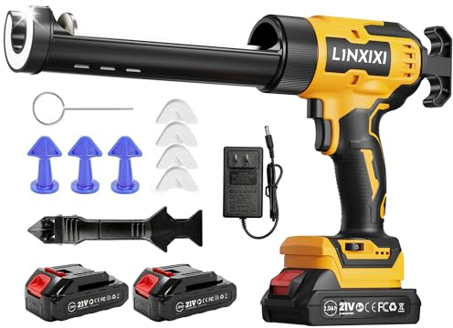 Akku Kartuschenpresse kompatibel mit Makita 18V Batterie, Elektrische Kartuschenpresse mit 2 Stück Akkus, Akku Silikonpistole mit LED, regelbare Geschwindigkeit, Anti-Tropf für Montage Reparatur