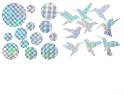 Autocollants de fenêtre de protection contre les oiseaux avec design réfléchissant anti-collision pour réduire les impacts d'oiseaux sur le verre résidentiel et commercial (LS801)