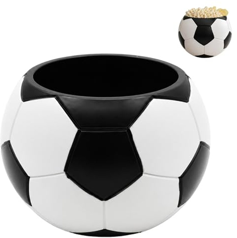 Soccer Ball Shaped Snack Bowl, Sports Themed Serving Bowl for Popcorn, Candy and Chips, Durable Game-Day Decor, 15x10cm