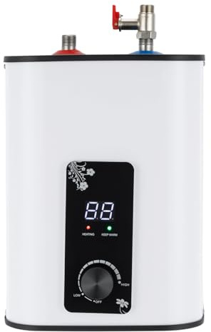 awolsrgiop Chauffe-eau Sous Évier 8L, Chauffage d'eau de 1500W, Mini Chauffe Eau Instantané avec LED Affichage Numérique, Température Réglable 0-65°C, pour Cuisine ou Salle de Bain, Les Lavabos
