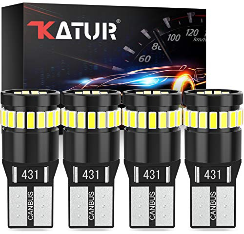 KATUR Bombilla LED 194 168 2825 W5W T10 24-SMD 3014 Conjuntos de Chips Bombillas LED CANBUS Sin Errores para el Domo del automóvil Mapa de cortesía Puerta Luces de matrícula (4 Piezas, Blanco)