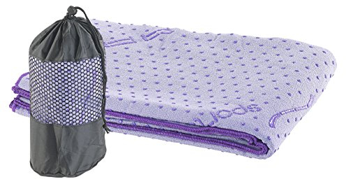 PEARL Sports Yogahandtuch mit Noppen: 2in1-Mikrofaser-Yoga-Handtuch & Auflage, saugfähig, rutschfest, lila (Yogatuch, Handtuch mit Noppen, Microfaser)