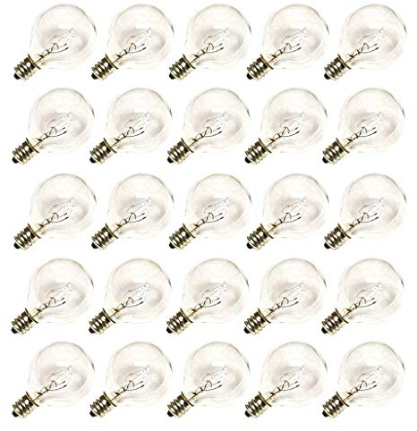 SUNSGNE Clear Globe G40 Bulbs Replacement Screw Base Light Bulbs 1.5-Inch, 5 Watt - Fits E12 and C7 Sockets, 25 Pack