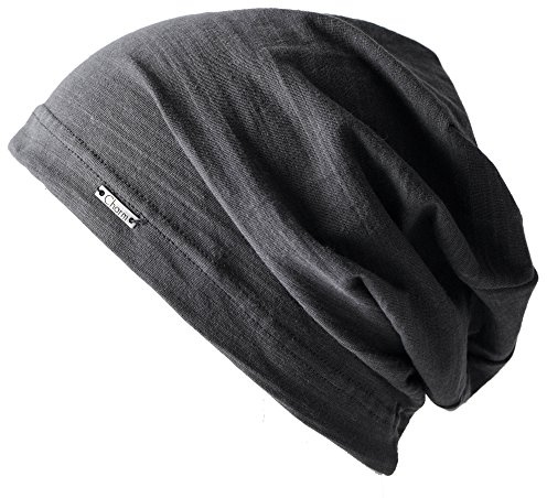 CHARM Summer Beanie for Men and Women - Slouchy Lightweight Chemo Cotton Fashion Hat Dark Grey