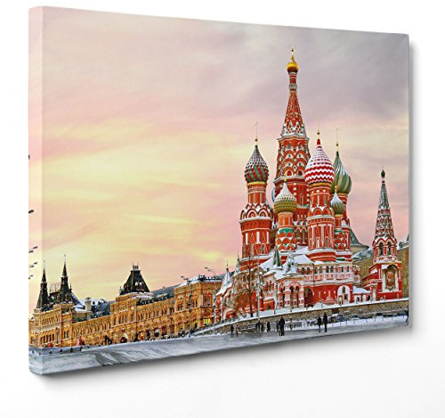 ConKrea Quadro su Tela Canvas - INTELAIATO - Pronto da Appendere - Piazza Rossa - Mosca Russia - 30x40cm - Senza Cornice - (cod.3414)