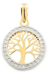 Colgante Oro bicolor Redondo calado Arbol de la Vida (9kts) - Estuche Regalo - Certificado de Garantía - Mondepetit