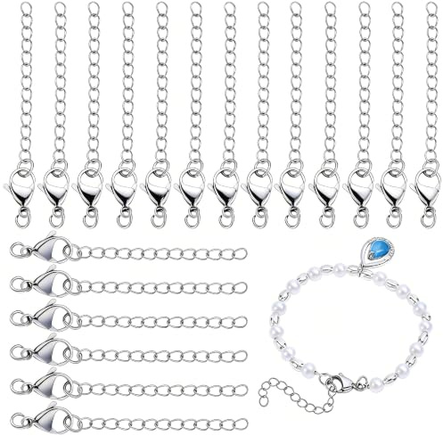 PandaHall 20 Stücke 2.2 Zoll 304 Edelstahl Halskette Armband Verlängerung Kette Set mit Hummer Klauen Verschlüsse für Armband Fußkettchen Halskette Schmuck Herstellung