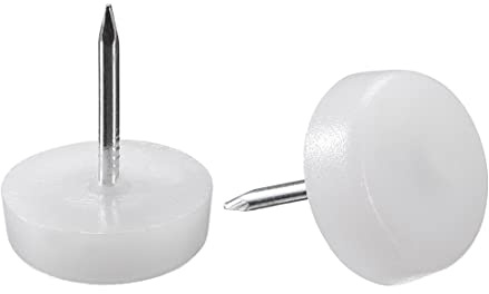 sourcing map Furniture Feet Nail Plastic Glide Nails Chair Table Leg Protector Pad 16mm Dia White 20pcs