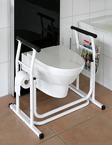 HeRo24 WC Aufstehhilfe (M) – Mobiles Toiletten-Stützgestell rutschfest, leicht & stabil – Senioren Toilettenhilfe, Pflegehilfe, Bad Haltegriff, bis 120 kg Belastbar