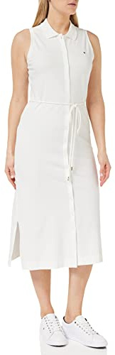 Tommy Hilfiger Damen Polokleid Slim Fit, Weiß (Ecru), XL