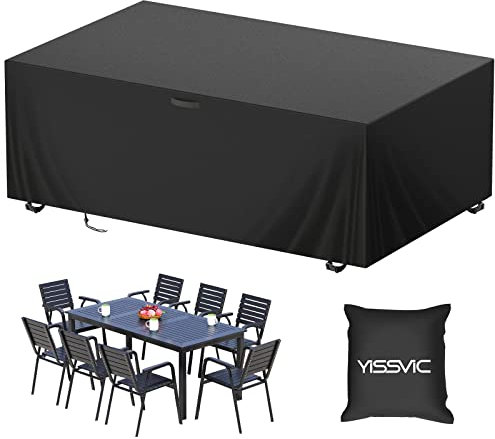 YISSVIC Housse Salon de Jardin Exterieur 420D Oxford Housse Table de Jardin Bache Salon de Jardin Imperméable Résistant à la Vent Pluie UV Déchirure (213 x 132 x 74cm)