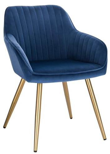 Lestarain Esszimmerstuhl Samt Armlehne Blau | Metallbeine Gepolstert Für Esszimmer Rückenlehne Für Küche