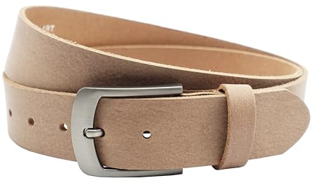 NK Belt GmbH 4cm echter Büffelleder Gürtel Beige Herren Jeans Leder Handgemacht 80cm-145 cm HG-BE