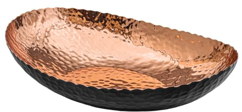 Monarch Abode 31601 El cobre negro martilló la mano el tazón de fruta decorativo moderno, aluminio