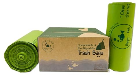 1.75-gallon (6.6L) Compostable, Extra-Thick Countertop Waste Bin Bags| Unscented Leak Proof Bags for Office, Home, Bathroom, Bedroom, Car, Kitchen, Pet(Green)1 Pack| 110 Counts. (1.75 Gallon)