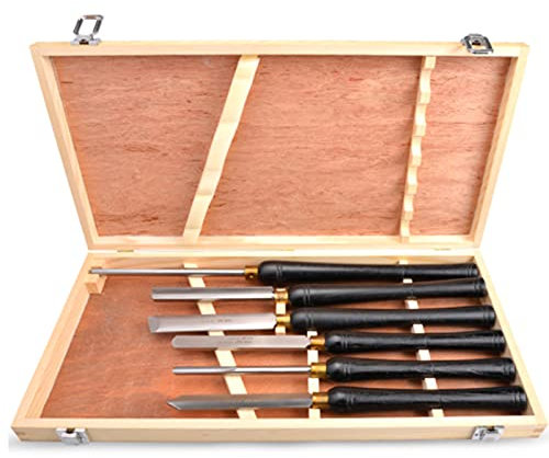 HSS Turning Chisel Wooden Boxed Set (6 Pieces) Anti-Rust Wood Turning Accessories Woodturning Tools,Wood Turning Chisel Set for Professionals Or Hobbyist Wood Working