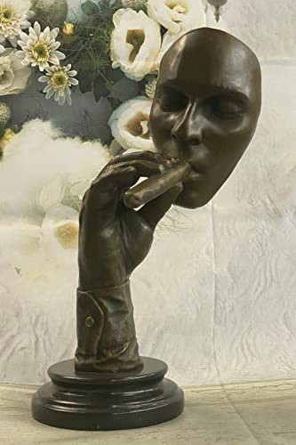 Art Deco Sculpture Man Smoking Cigar Hot Cast Bronze Statue Signed Figurine Sale