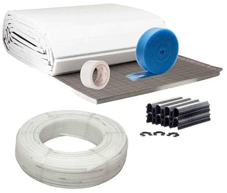Fußbodenheizung Warmwasser Set 10m² Tackersystem 30 mm Rollbahn PE-RT Rohr VA10 Zubehör