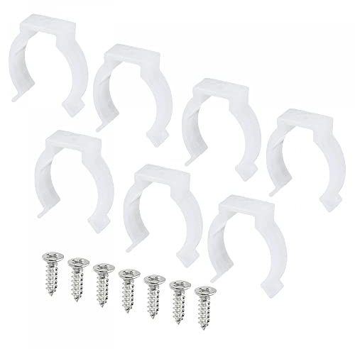sourcing map T8 U Clips Holder Bracket Fluorescent Tube Light Fixture Plastic Pipe Clamps with Screws for LED Bulbs Ceiling Lamp, White Pack of 10
