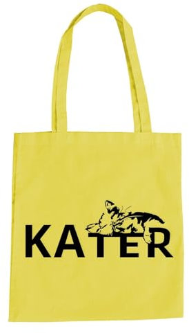 Kater Baumwolltasche - Katze Alkohol Saufen Trinken Bier Schädel Kitty Gelb