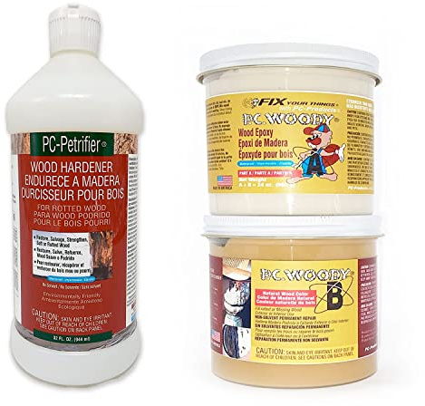 PC-Products Wood Repair Epoxy Paste and Wood Hardener Kit, PC-Woody 24 oz and PC-Petrifier 32 oz