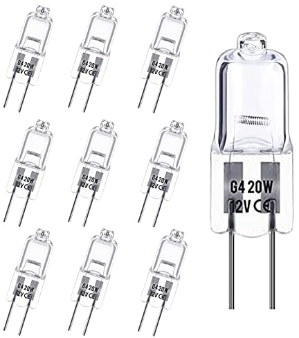 Rpanle Lampadine Alogene G4, Lampadina G4, 20W 12V, Bianco Caldo 3000K, Alogeno Lampada Delle Capsule per Luci di Segnalazione e Iluminazione da Cucina, 10 Pezzi