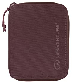 Lifeventure Cartera Plegable con Cremallera Protegida RFID, Cartera Delgada para Viajes, Material Reciclable, Ciruela