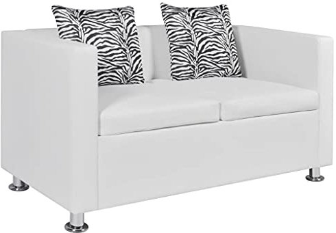Makastle Zweisitzer-Sofa mit Kissen, 2-Sitzer-Sofa Sessel Loungesofa Schlafsofa Schlafcouch Couch Sofas & Couches für Schlafzimmer Wohnzimmer Büro, 120 x 62,5 x 63 cm Weiß
