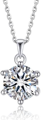 MomentWish Moissanite Kette Damen, 1-2 Karat Moissanit Halskette Damen Silber 925 mit Solitär Anhänger Schmuck Geschenk Muttertag für Frauen