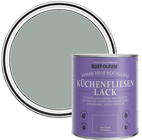 Rust-Oleum Grey Water-Resistant Kitchen Tile Paint in Gloss Finish - Pitch Grey 750ml