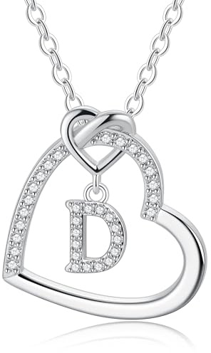 TINGN Kette Damen Gold Silber- Gold Kette Damen Herz Halskette Buchstaben A-Z Ketten Geschenke für Frauen Mädchen Geschenk Personalisierte Geschenke für Kinder Halskette Mädchen Schmuck Geschenk