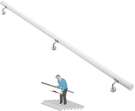 Pasamanos Escalera - Barandilla Escalera De Madera, Blanco Pasamanos Montados En La Pared, Kit De Barra De Agarre para Escalera De Pared Interior Y Exterior De Loft Villa para Ancianos/niños (Size :