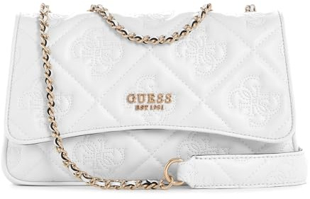 GUESS Damen Marieke Convertible Flap, wandelbare Umhängetasche, Crossbody-Klappe, Weißes Logo