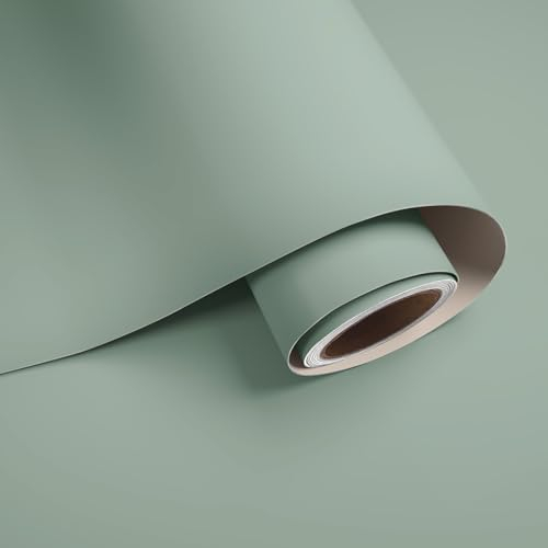VaryPaper Carta da Parati Verde Salvia 40cmx200cm Carta da Parati Adesiva Muro Adesivi Decorativi per Mobili Pellicola Top Cucina Camera Letto Salotto Adesivi per Tavolo Armadi