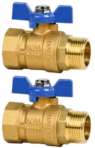 2PCS 3/4'' Ball Valve, Male Female Brass Valve, Shower Head Shut Off Valve, Butterfly Handle Shut-Off Control Valve For Water Oil Gas