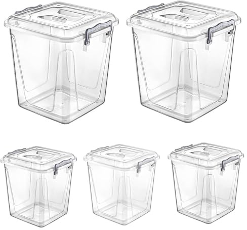 SAFRI 6L Food Boxes Containers Set BPA-Free Kitchen and Pantry Organization, Durable Reusable Plastic Containers with Lids for Dry Food, Beans, Sugar, Cereal, Flour, Sugar, Oat, Pet Food Storage (5)