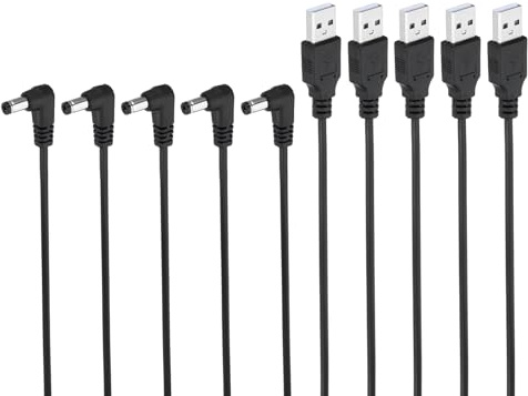 PATIKIL 5pz Cavo Alimentazione Jack Barile Usb a Dc 5,5x2,1 mm 3 Piedi Nero | Cavo Ricarica, per Adattatore Cavo 24Awg, per Ventole Altoparlante Lampada Tavolo