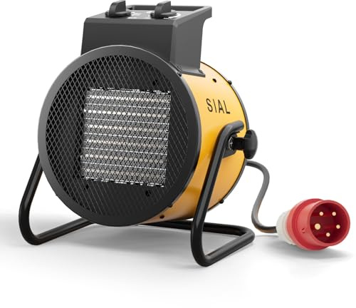 SIAL Industrial Heater Fan 5000W 400V, PTC Ceramic Electric Space Heater | Features Adjustable Air Outlet Angle with Thermostat, Rapid Heating, for Workshop, Garage, Greenhouse, Outdoor & Camping