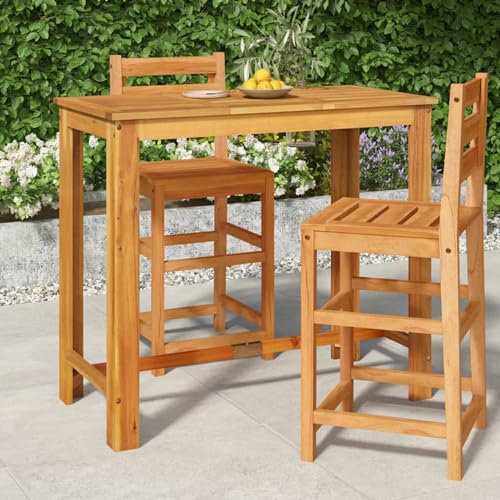 Bulliing Garten-Bartisch 120x60x105 cm Massivholz Akazie BalkonhäNgetisch Outdoor Balkon Stehtisch FüR GeläNder