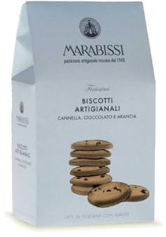 Marabissi® | Biscotti Artigianali Cannella Cioccolato Arancia | Biscotti Pasticceria Toscana | Astuccio Biscotti Cioccolato Arancia Cannella - 200 Gr